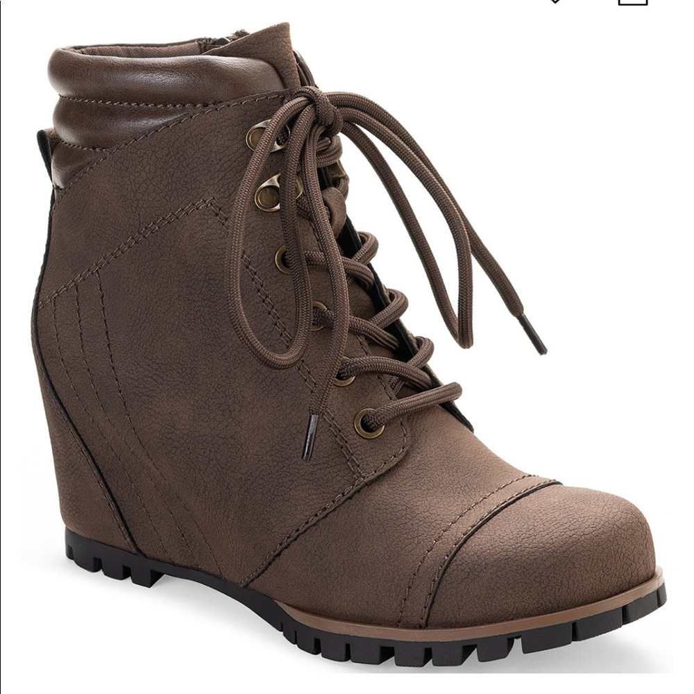 Leather lace up booties